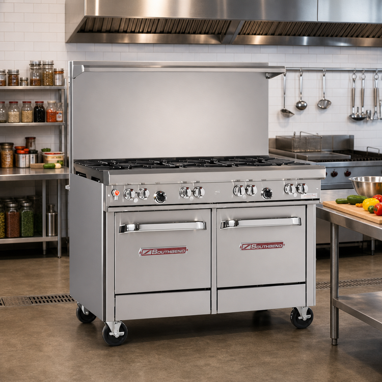 Product image #2 for Southbend Ultimate 48-Inch Gas Restaurant Range with 6 Open Burners, Standard Oven, and Cabinet Base