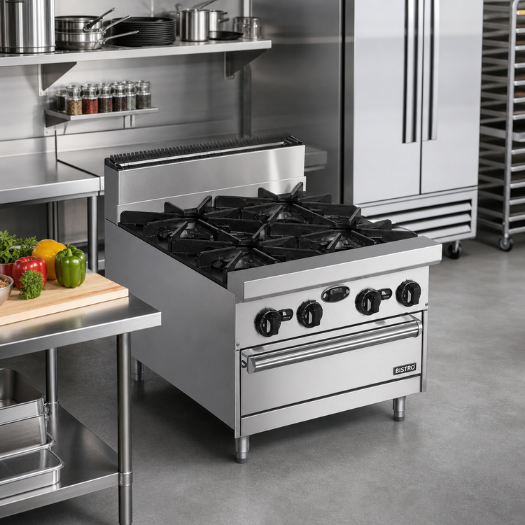 Product image #2 for Bistro 36-Inch Modular Restaurant Gas Range with 6 Open Burners, Stub Back, 180,000 BTU