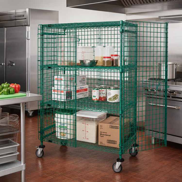 Product image #2 for Quantum Mobile Security Unit with 2 Intermediate Shelves, Green Epoxy Finish, 36 x 24 x 69 Inches