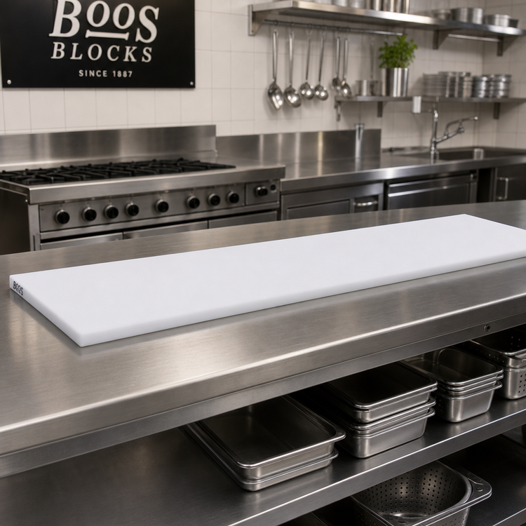 Product image #2 for John Boos Reversible High-Density Polyethylene Steam Table Cutting Board, 84 x 12 x 3/4 Inch