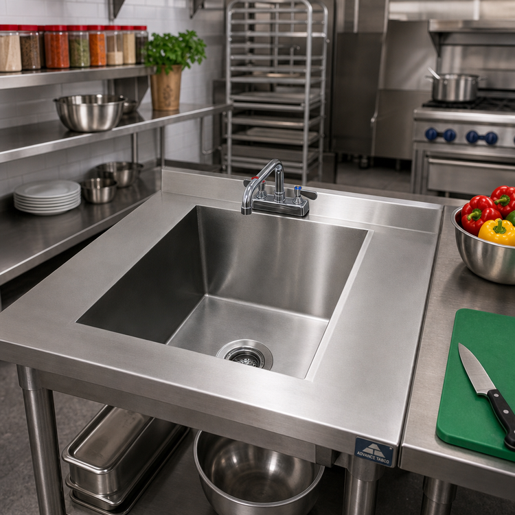 Product image #2 for Advance Tabco Welded Single-Bowl Table-Top Sink, 14 x 16 x 12-Inch Bowl, Faucet Included