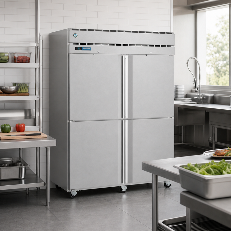 Product image #2 for Hoshizaki Steelheart Two-Section Pass-Thru Reach-In Refrigerator with Half-Height Solid Doors, 52.5 Cu. Ft.