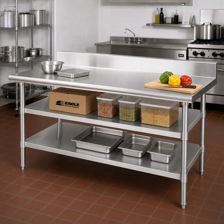 Product image #2 for Eagle Group Adjustable Galvanized Undershelf for 96-Inch x 30-Inch Work Tables with Uni-Lok Hat Channel Frame
