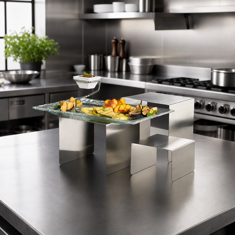 Product image #2 for Nesting Stainless Steel Square Buffet Riser Set, 3-Piece, Satin Finish