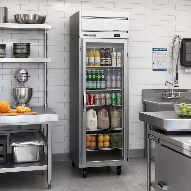 Product image #2 for Beverage-Air Horizon Series One-Section Right-Hand Hinged Glass Door Reach-In Refrigerator, Top-Mount, 22.28 Cu. Ft.