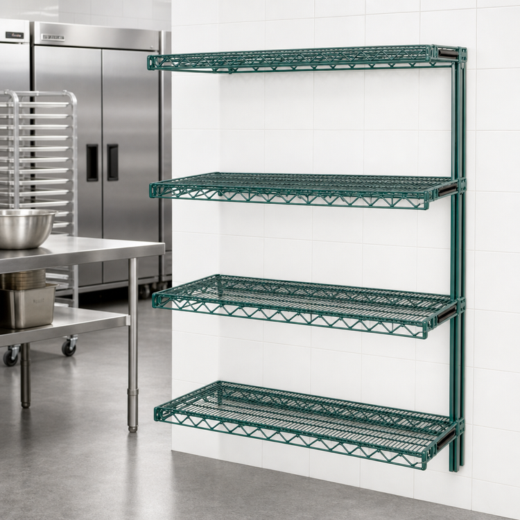 Product image #2 for Eagle Group Valu-Gard 4-Tier Add-On Wire Shelving Unit, 24 x 21 x 63 Inches, Green Epoxy Finish