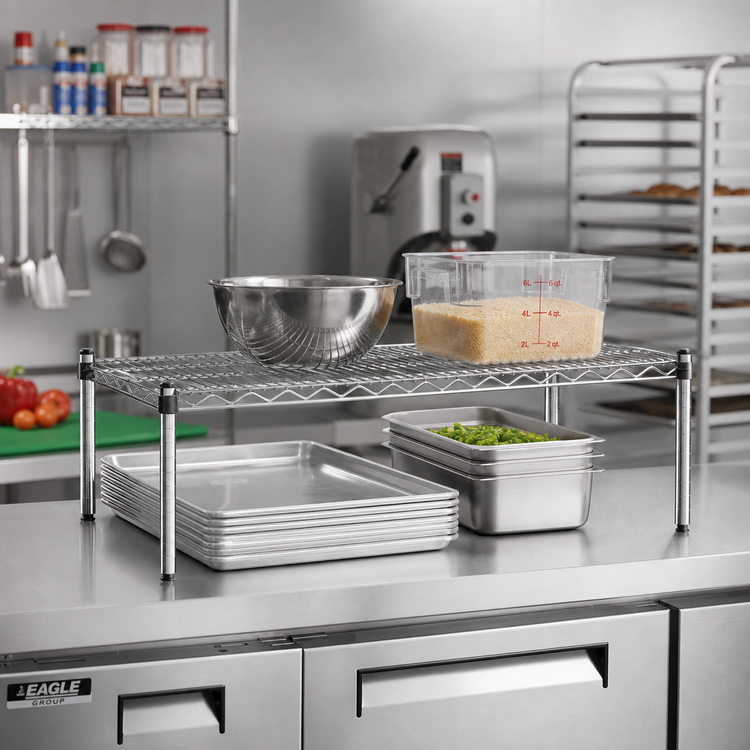 Product image #2 for Eagle Group 30 x 18 Inch Chrome Wire Dunnage Rack with 14 Inch Posts