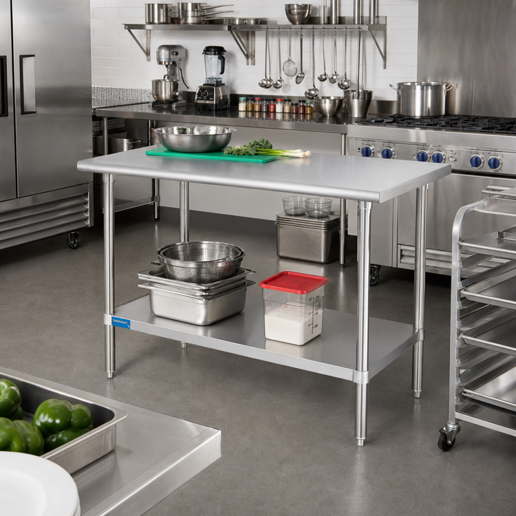 Product image #2 for Sapphire Manufacturing 60-Inch x 18-Inch 18-Gauge 400-Series Stainless Steel Work Table with Adjustable Undershelf