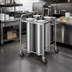 Thumbnail image #2 for Dinex DXP4ATG8 Mobile Unheated Plate Dispenser, 4 Self-Elevating Tubes, Stainless Steel Open Frame, 10–12" Round Plates