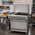 Thumbnail image #2 for Titan JTRH-24G-2-36C Heavy Duty Gas Range with (2) Open Burners, (1) 24-Inch Griddle, and Convection Oven