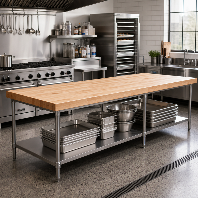 Product image #2 for John Boos Northern Hard Rock Maple Edge Grain Flat Top Bakers' Table Top, 84 x 36 x 2-1/4 Inches