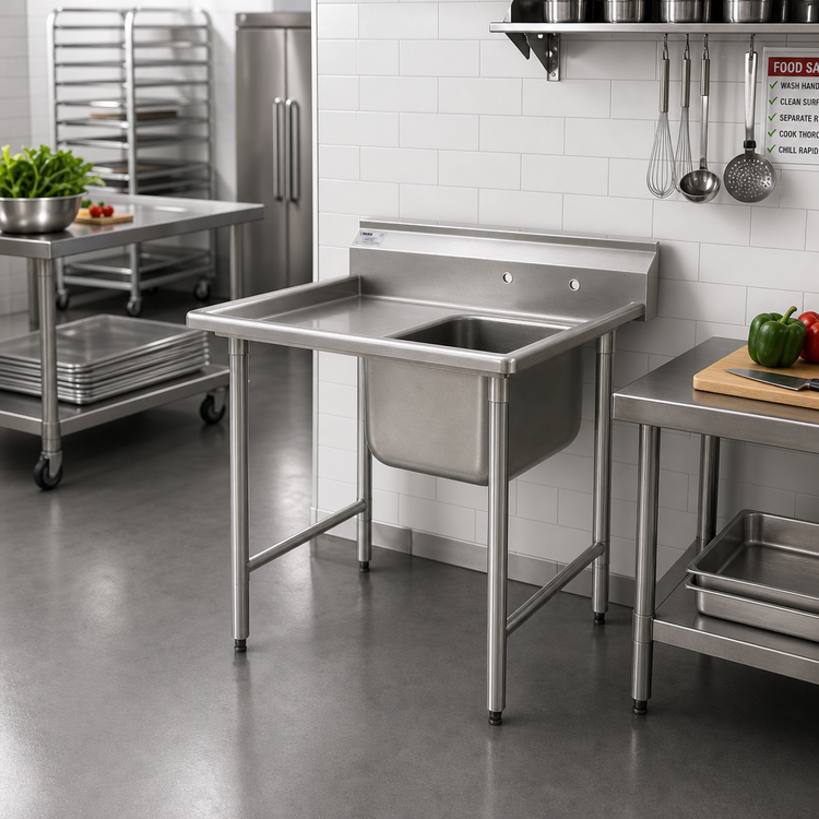 Product image #2 for Eagle 414 Series 1-Compartment Commercial Sink with Left Drainboard, 18" x 24" Bowl