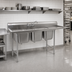 Thumbnail image #2 for Eagle Group 414 Series Coved-Corner Three-Compartment Sink with Right-Hand 18-Inch Drainboard, 80-3/4-Inch Wide