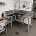 Thumbnail image #2 for Advance Tabco Corner 3-Compartment Sink Dishtable with 24-Inch Drainboard, 71-Inch Wide