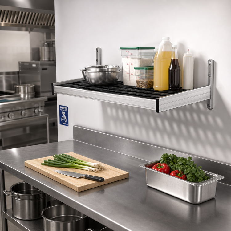 Product image #2 for Fermod Vented Wall-Mounted Shelving Unit, 38-Inch W x 18-Inch D, Anodized Aluminum