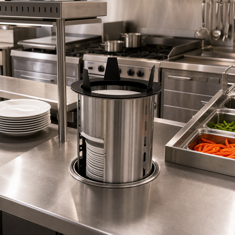 Product image #2 for Atlas Metal Drop-In Heated Shielded Plate Dispenser for 6-1/2 Inch Round Plates