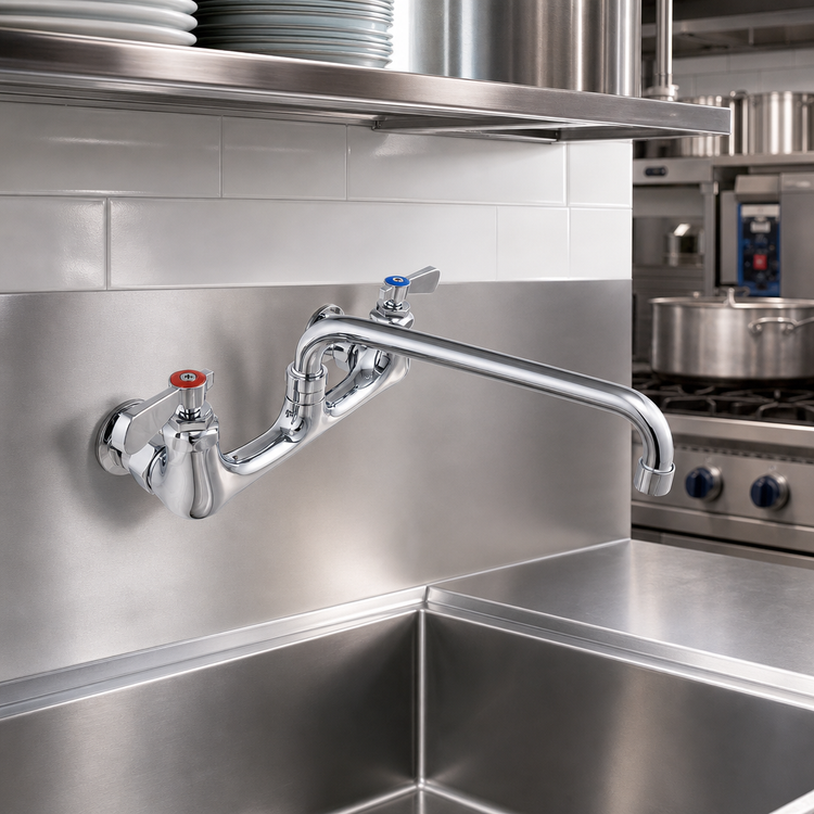 Product image #2 for OptiFlow Heavy Duty Splash Mount Faucet with 6-Inch Swing Spout