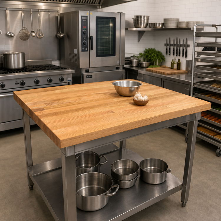 Product image #2 for Appalachian Red Oak Blended Edge Grain Island Countertop, 36 x 36 x 1-1/2 Inch, Oil Finish