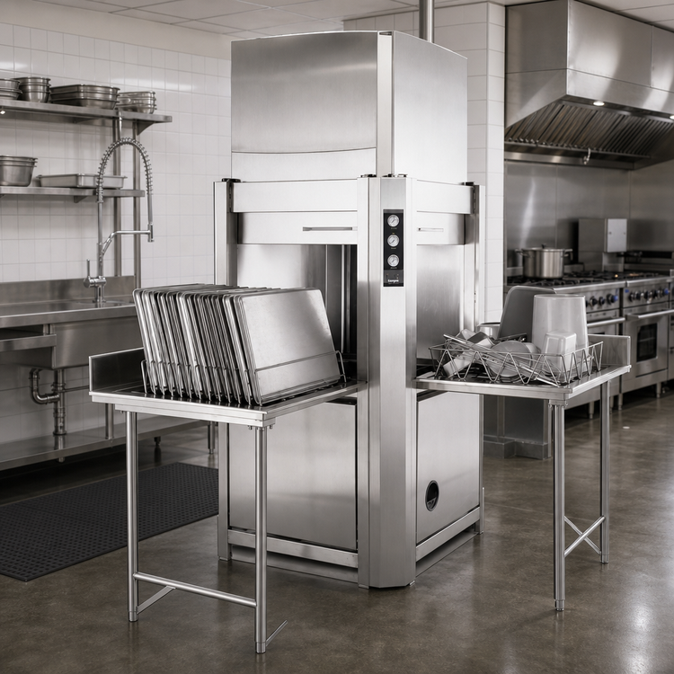 Product image #2 for Champion Corner Pass-Through Pot and Pan Washer, Built-In, Single Rack, 70° Rise, Booster Heater