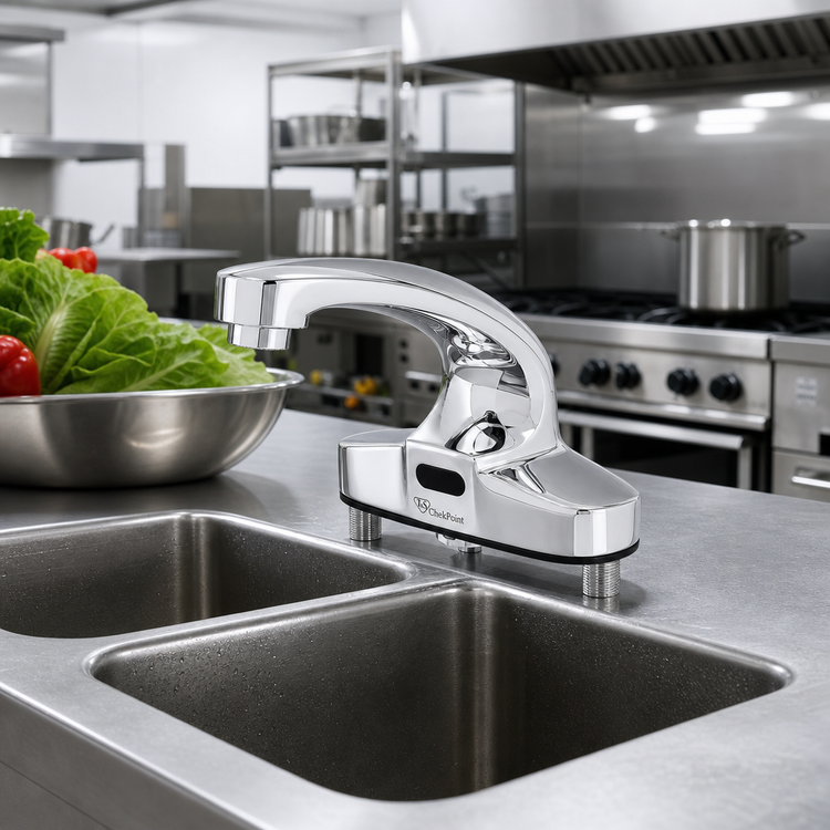 Product image #2 for T&S Brass ChekPoint Electronic Touchless Deck Mount Faucet with 4-Inch Centers and 4-7/8-Inch Fixed Spout