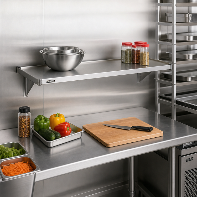 Product image #2 for Eagle Group 30 x 14-Inch Solid Galvanized Shelf with Marine Edge
