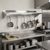 Thumbnail image #2 for John Boos Stallion 96-Inch Wall-Mounted 16-Gauge Stainless Steel Pot Rack Shelf with 8 Hooks