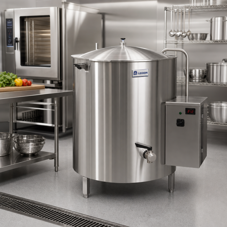 Product image #2 for Legion 30-Gallon Electric 2/3-Jacketed Self-Contained Steam Kettle