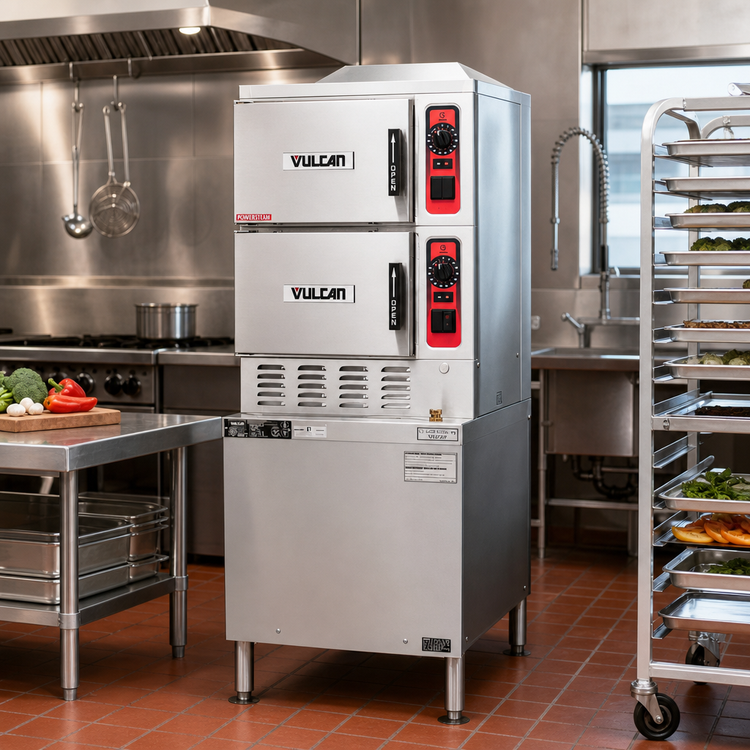 Product image #3 for Vulcan PowerSteam Gas Convection Steamer with Superheated Steam, 2 Compartments, 24-Inch Cabinet Base, 10-Pan Capacity