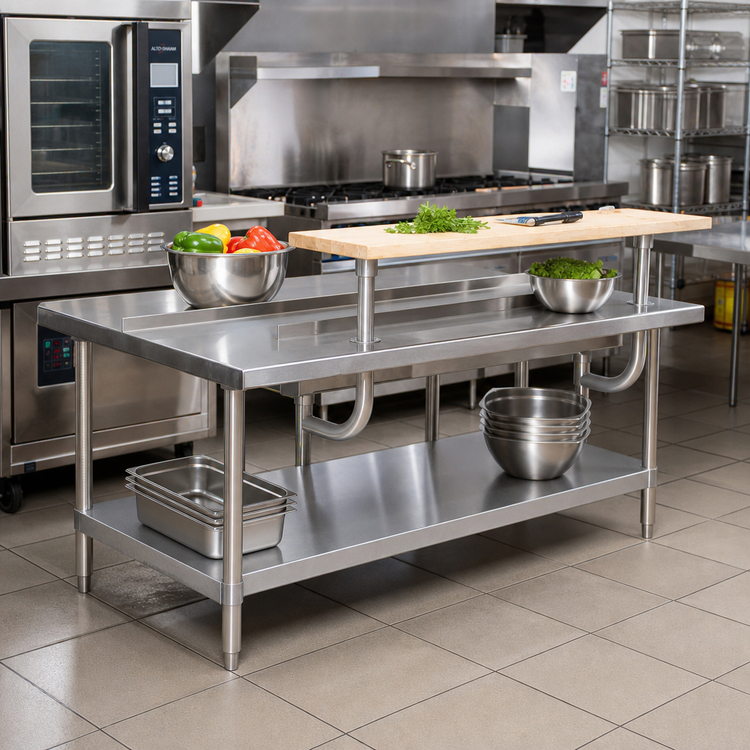 Product image #2 for Advance Tabco Adjustable Stainless Steel Plate Shelf for Equipment Stands, 96 Inch Wide