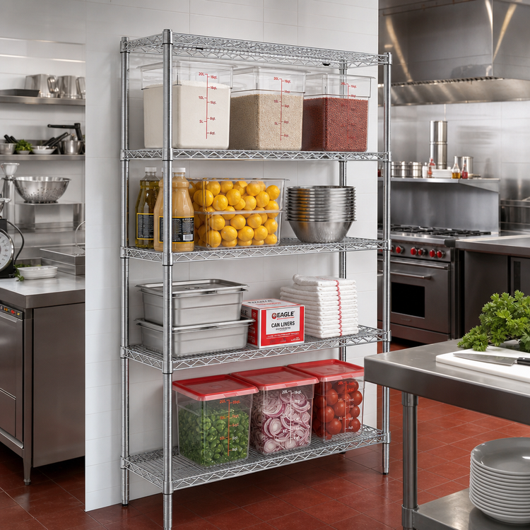 Product image #2 for EAGLEbrite Red-i-Pak 4-Tier Stationary Wire Shelving Unit, 36W x 24D x 74H, Zinc Finish