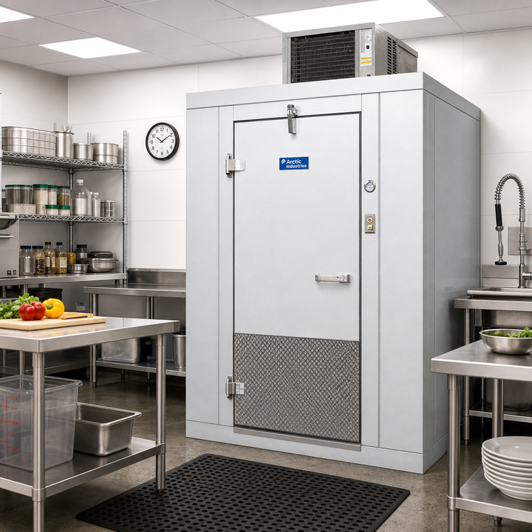 Product image #2 for Arctic Industries Indoor Walk-In Cooler with Floor, 6' x 8', 35°F Holding, Top-Mounted Self-Contained Refrigeration