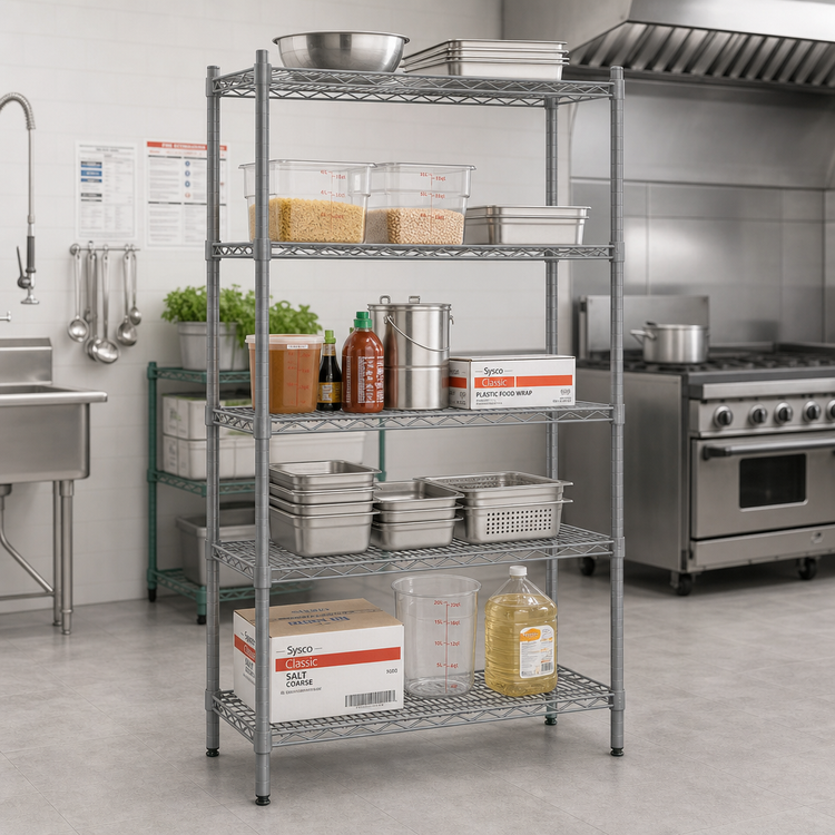 Product image #2 for Eagle Valu-Master 5-Tier Stationary Wire Starter Shelving Unit, 36"W x 24"D x 74"H, Pewter Gray Epoxy Finish