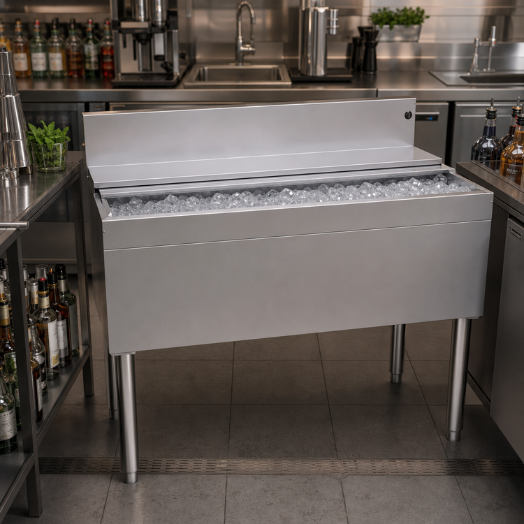 Product image #2 for Glastender 42-Inch Stainless Steel Underbar Ice Bin with 10-Circuit Cold Plate
