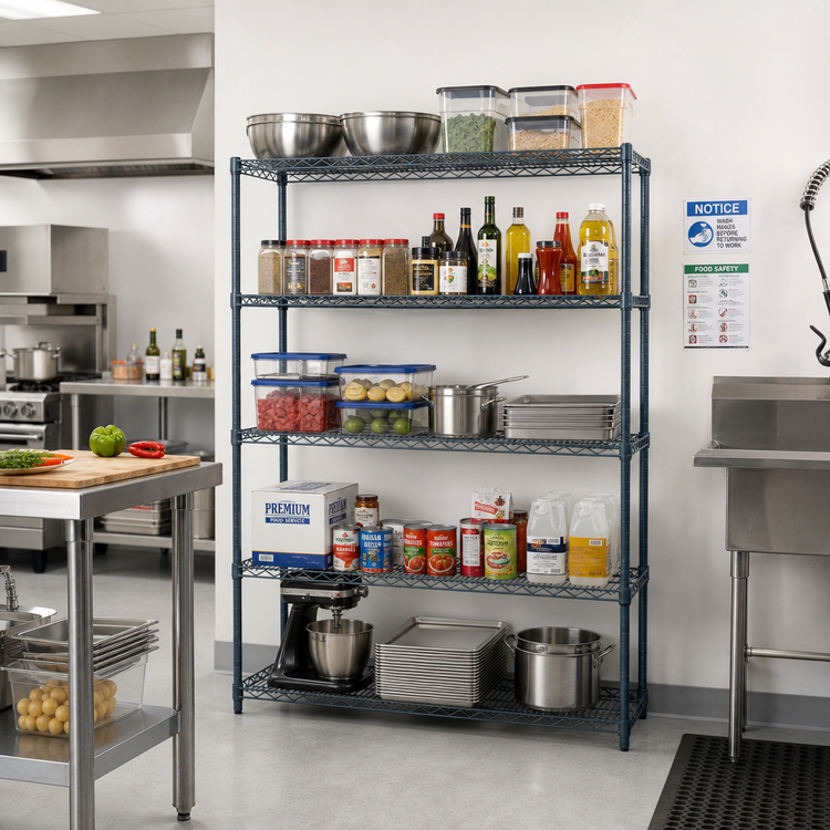 Product image #2 for Mixrite 60" x 24" x 86" 5-Shelf Epoxy Wire Shelving Unit, Slate Gray