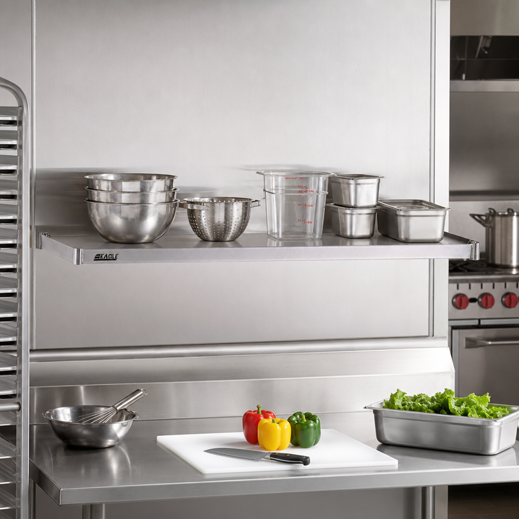 Product image #2 for Eagle Group 60 x 18 Inch Solid Stainless Steel Shelf with Marine Edge