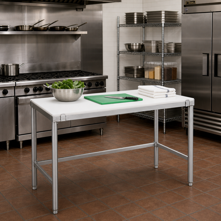 Product image #2 for Channel Manufacturing 48 x 24 Inch Poly Top Work Table with Stainless Steel Base