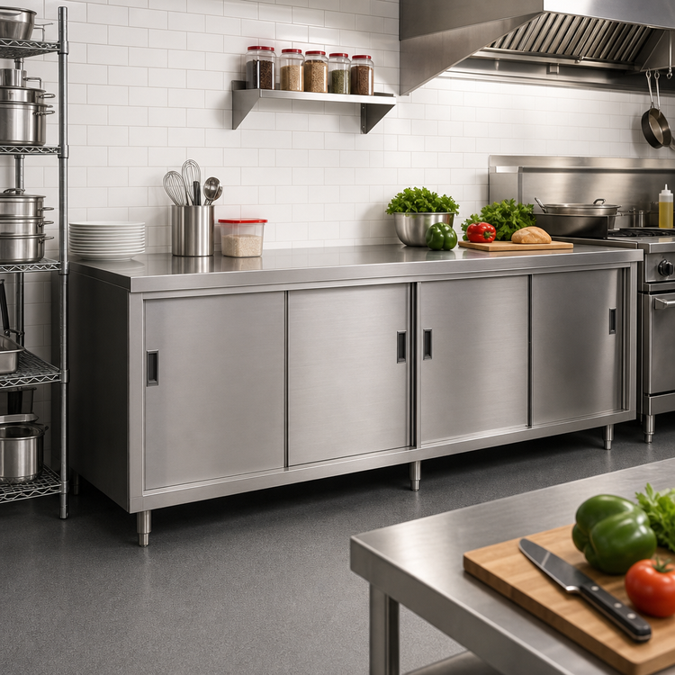 Product image #2 for Spec-Master Stainless Steel Plate Cabinet with 4 Sliding Doors, 96 Inch W x 18 Inch D