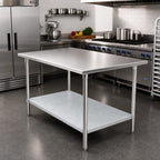 Thumbnail image #2 for Advance Tabco AG-306 72 x 30 in. 16-Gauge 430 Stainless Steel Flat-Top Work Table with Galvanized Adjustable Undershelf