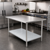 Thumbnail image #2 for Advance Tabco 72-Inch x 30-Inch Flat Top Stainless Steel Work Table with Galvanized Undershelf and Legs