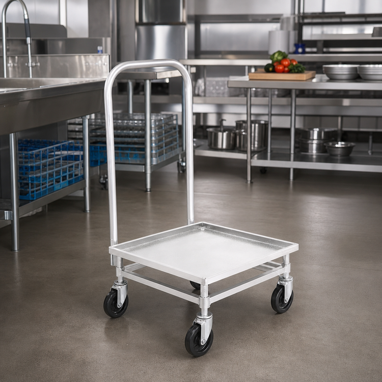Product image #2 for Aluminum Single-Stack Cup/Glass Rack Dolly for 20 x 20 Inch Racks with Push Handle