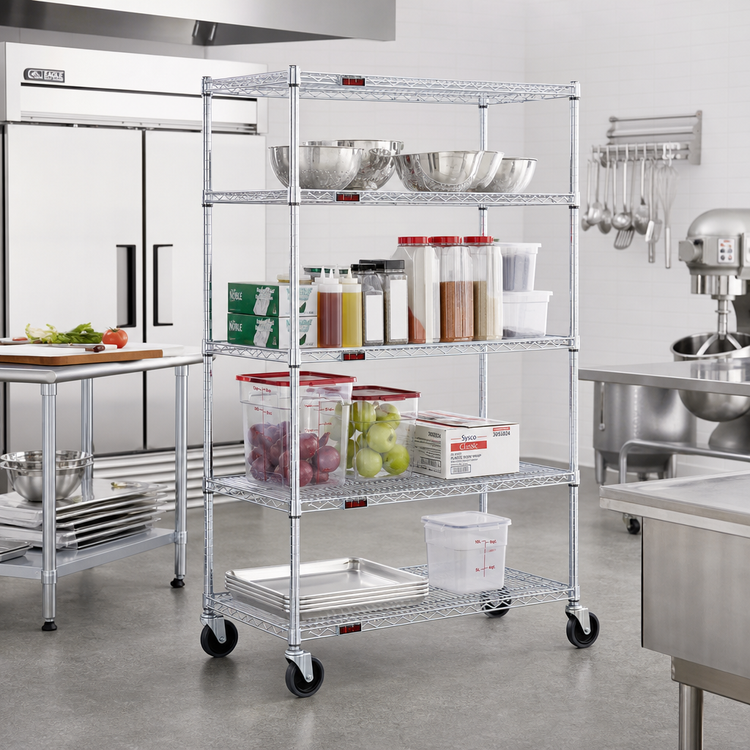 Product image #2 for Eagle Group 4-Tier QuadTruss Chrome Wire Dolly Truck, 36 x 18 Inches, 69-Inch High