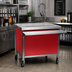 Thumbnail image #2 for Eagle Director's Choice DCS5-BSU 78-Inch Mobile Stainless Steel Beverage Counter with Drain Trough and Holly Berry Red Front Panel