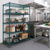 Thumbnail image #2 for Quantum 5-Shelf Stationary Wire Shelving Starter Kit, 42 Inch Wide x 24 Inch Deep, Green Epoxy Antimicrobial