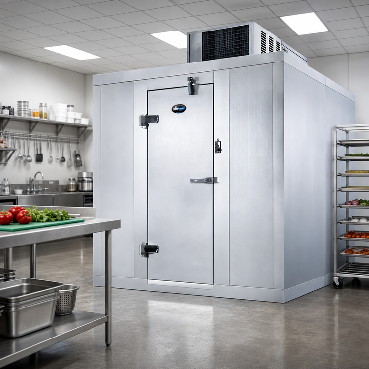 Product image #2 for AmeriKooler Indoor Quick Ship Walk-In Cooler with Aluminum Floor, 7'-10" W x 9'-9 1/4" L x 7'-7" H