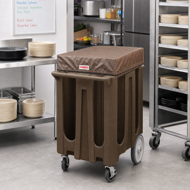 Product image #3 for Cambro 4-Column Poker Chip Dish Caddy Cart with Vinyl Dust Cover, 12-1/4 Inch Max Dish Size