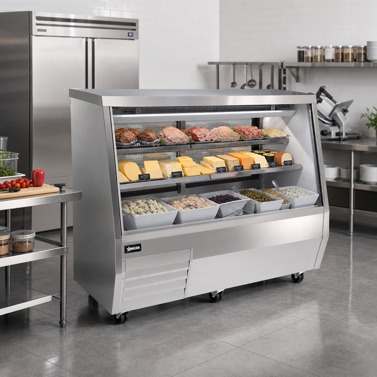 Product image #2 for Omcan 71-Inch Full-Service Refrigerated Deli Display Case, Floor Model, Self-Contained