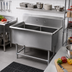 Thumbnail image #2 for John Boos Pro-Bowl 2-Compartment Freestanding Stainless Steel Sink with Legs, 10-Inch Backsplash, 65-1/8-Inch Wide