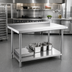 Thumbnail image #2 for 72 Inch x 30 Inch 304 Stainless Steel Work Table with Undershelf and 2 Inch Rear Backsplash