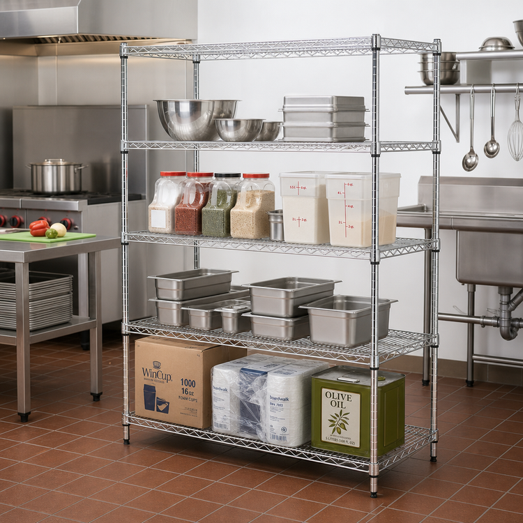Product image #2 for Winco VCS-1848 18 x 48 x 72 Inch 4-Tier Chrome-Plated Wire Shelving Set