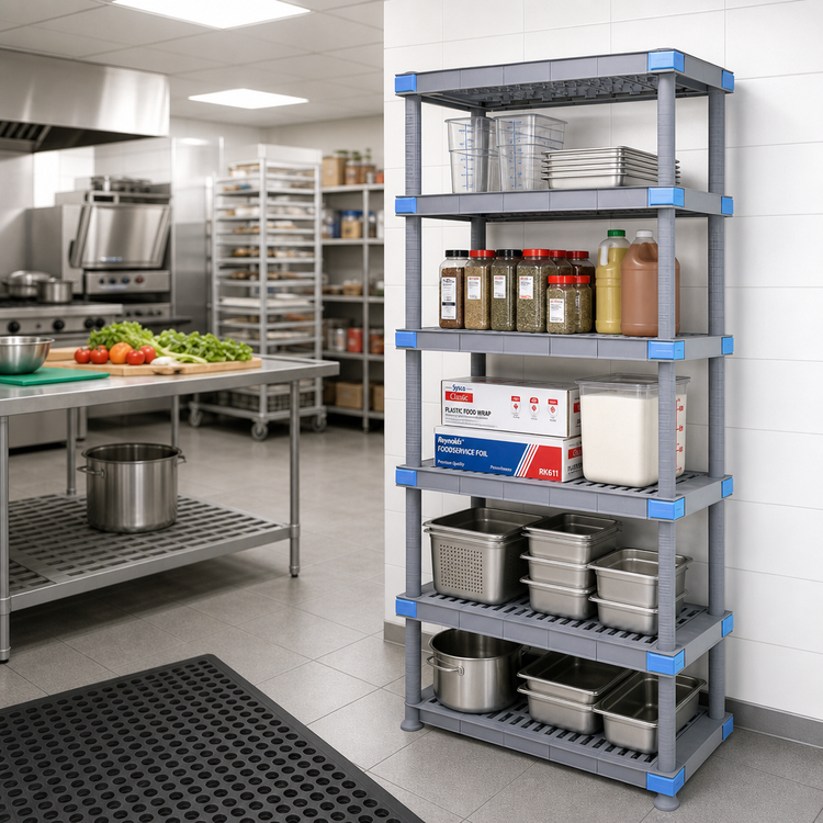 Product image #2 for Quantum Millenia 24-Inch Wide x 21-Inch Deep x 86-Inch High Gray Polymer Starter Shelving Unit with 5 Shelves